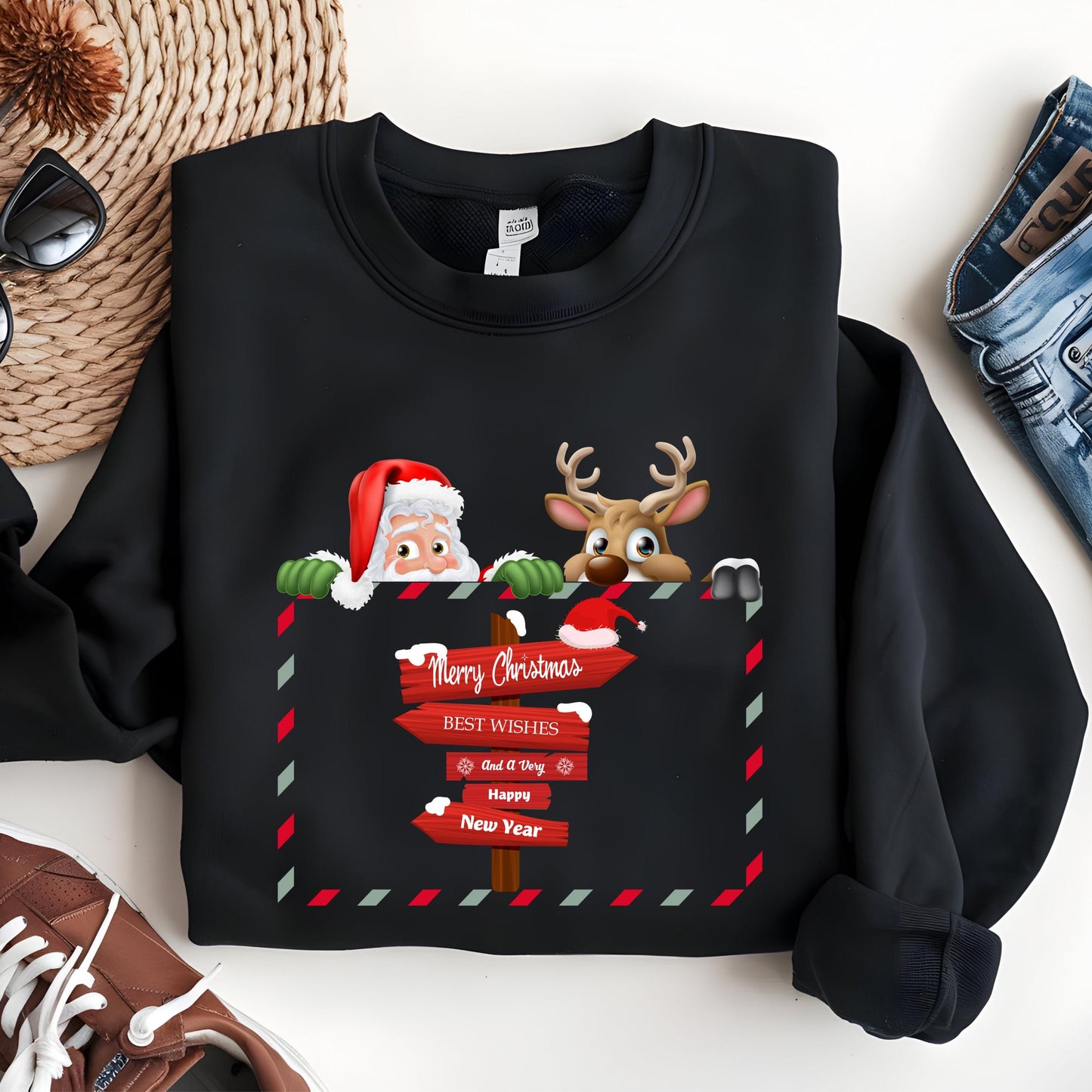 Santa Reindeer Sweatshirt – Cozy Holiday Crewneck | Unisex Christmas Apparel