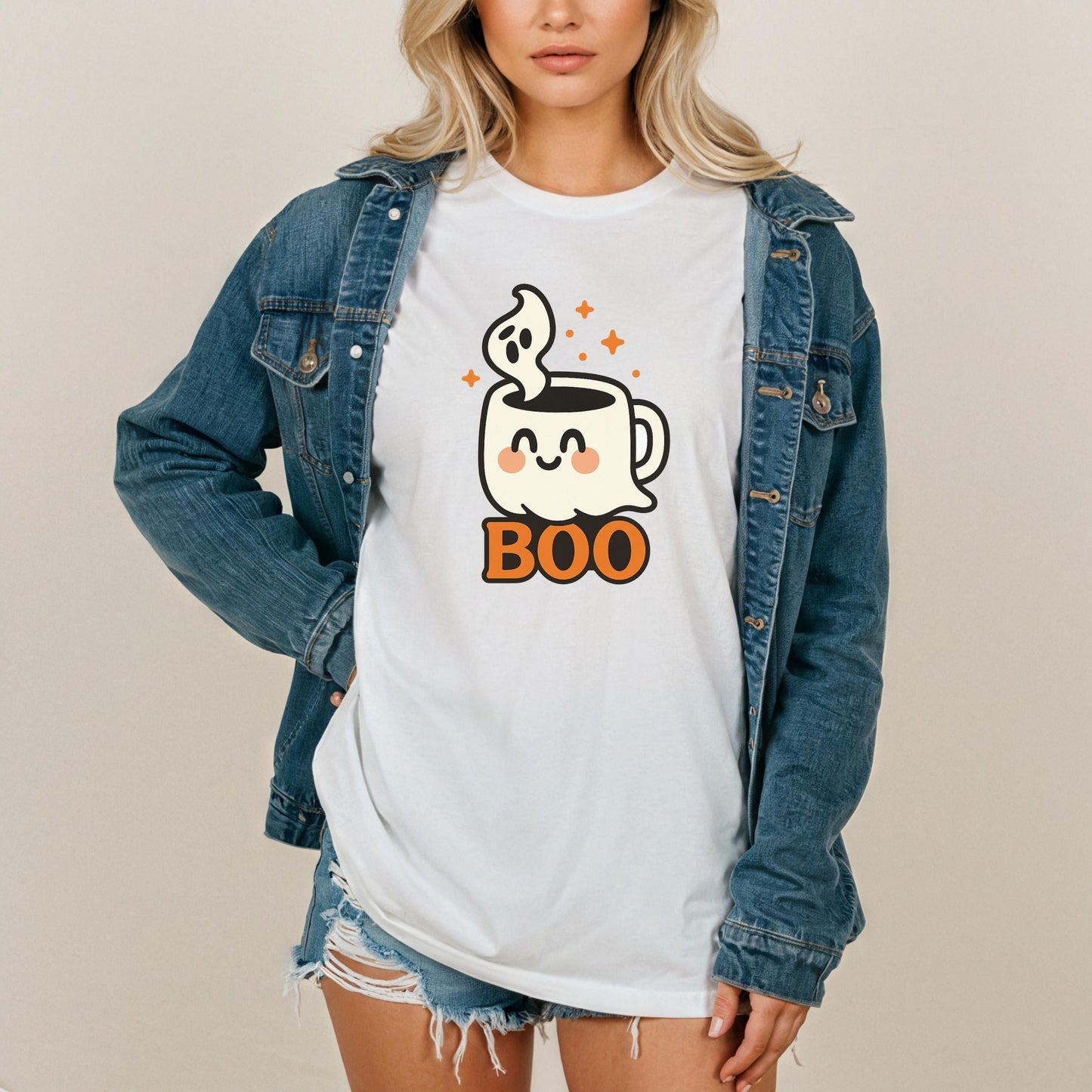 Halloween Coffee Tee – Cute Ghost Shirt With Boo Mug Design | Soft Cotton