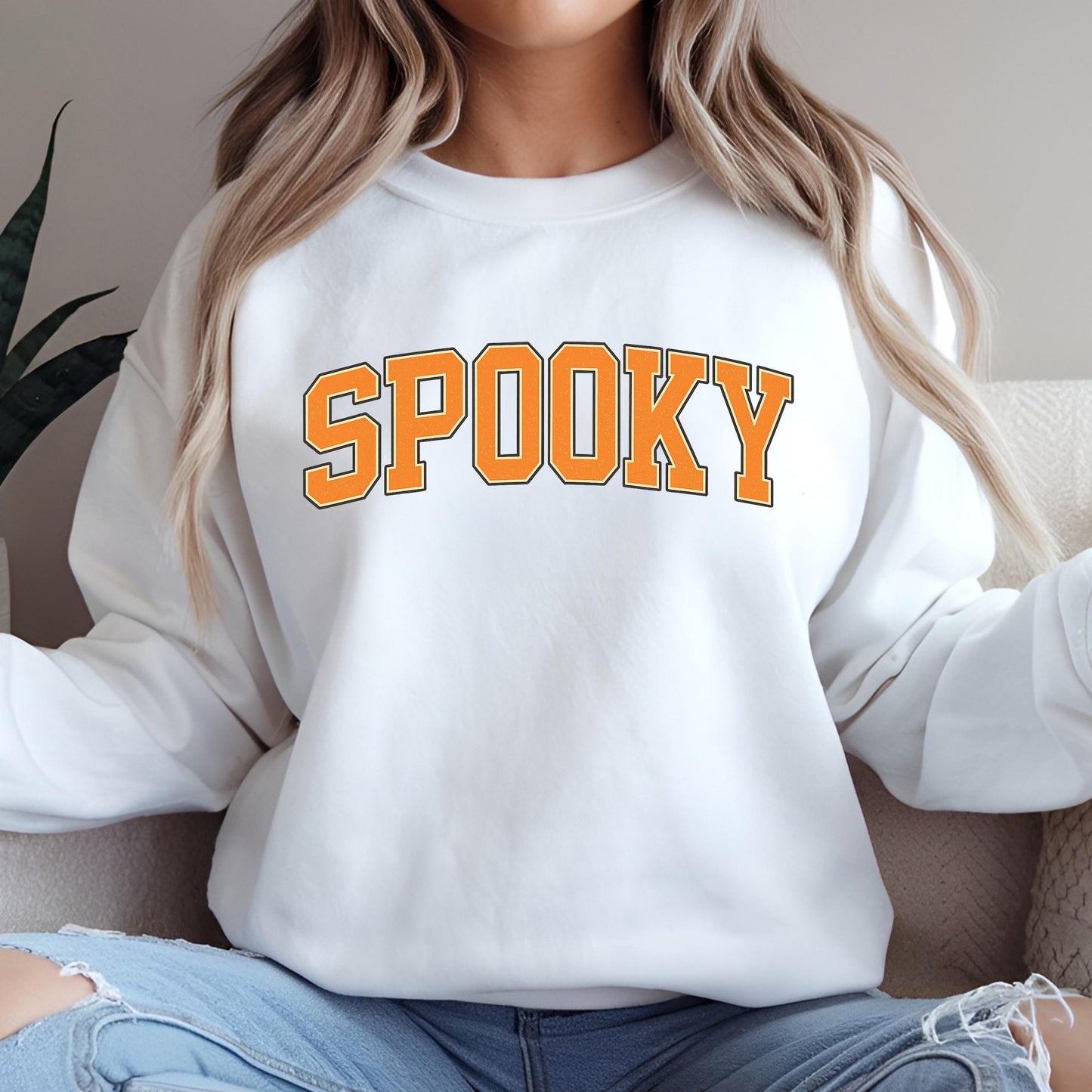 Vintage Halloween Sweatshirt - Cozy Retro Fall Crewneck | Distressed Letter Design