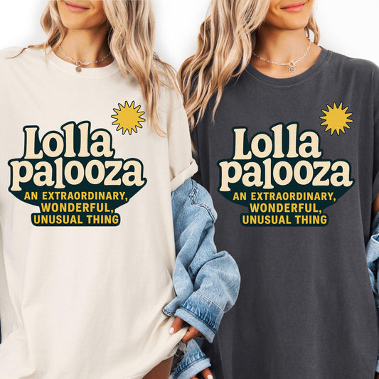 Lollapalooza Graphic Tee – Retro Festival Music Shirt | Vintage Typography T-Shirt