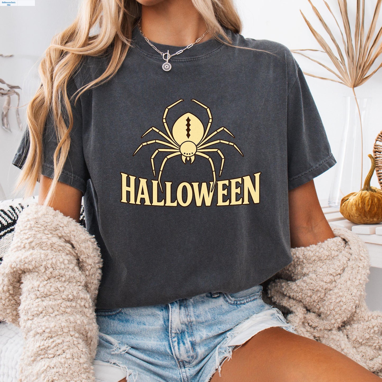 Spooky Spider T-Shirt – Gothic Halloween Tee | Retro Graphic Shirt, Soft Cotton