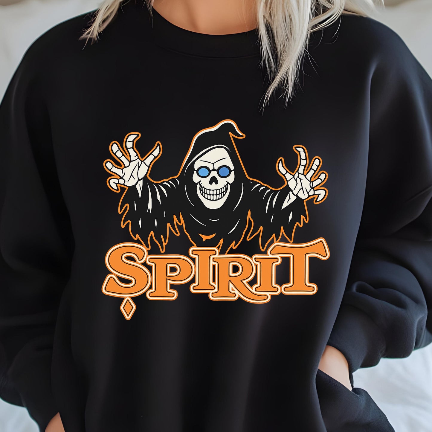 Grim Reaper Sweatshirt – Unisex Halloween Pullover With Skeleton Spirit Design