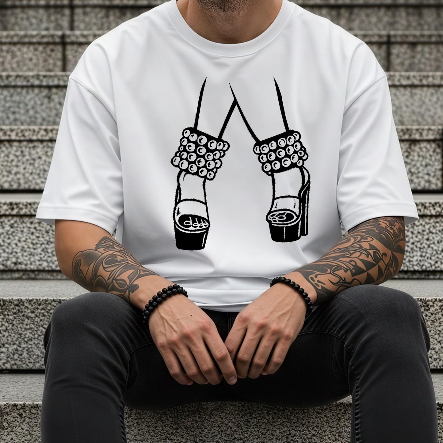 Western Rodeo T-Shirt - Rustic Country Fashion Boho Cowboy Shirt With Silver Bead Ankle Cuffs