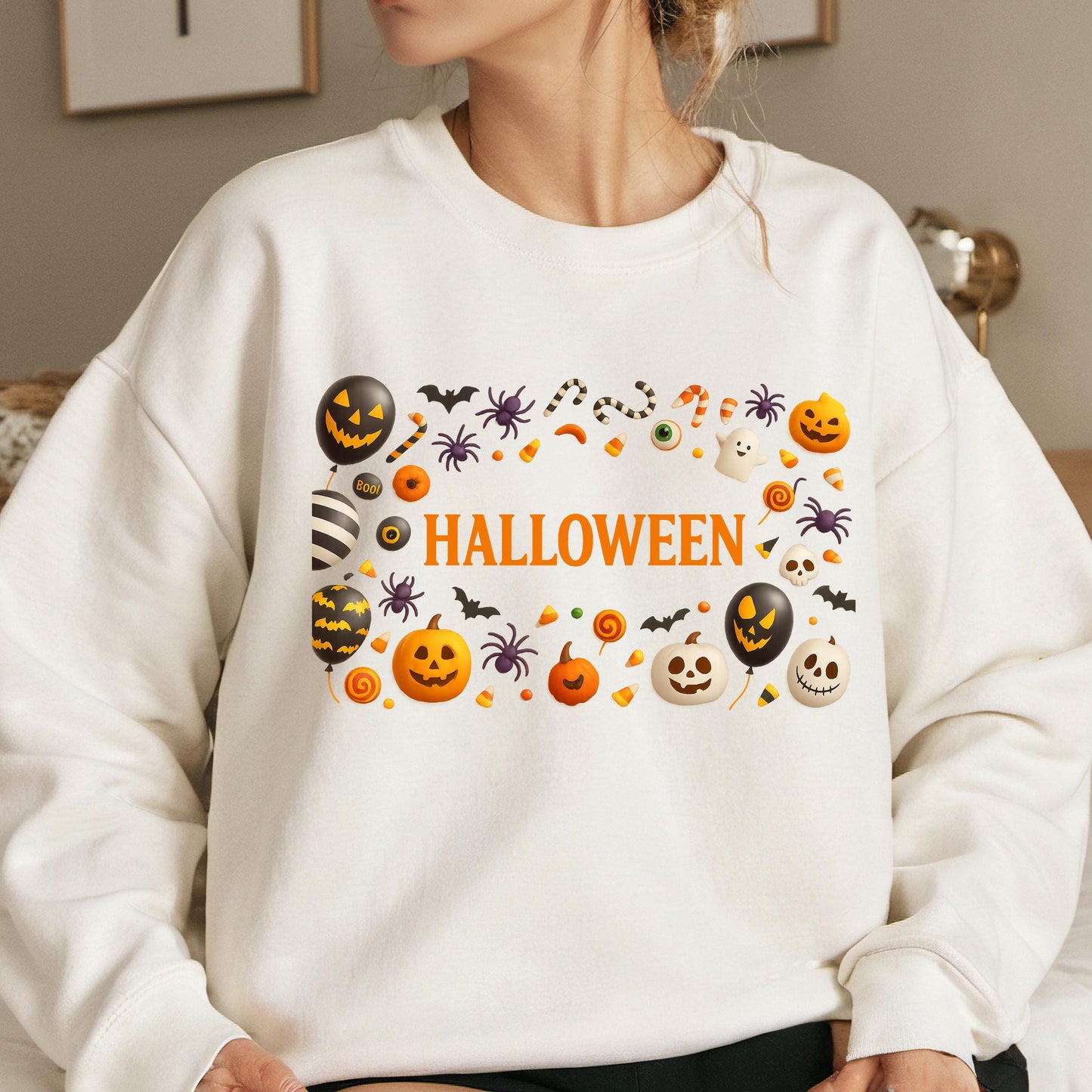 Halloween Sweatshirt - Cute Pumpkin Ghost Design | Unisex Cozy Pullover