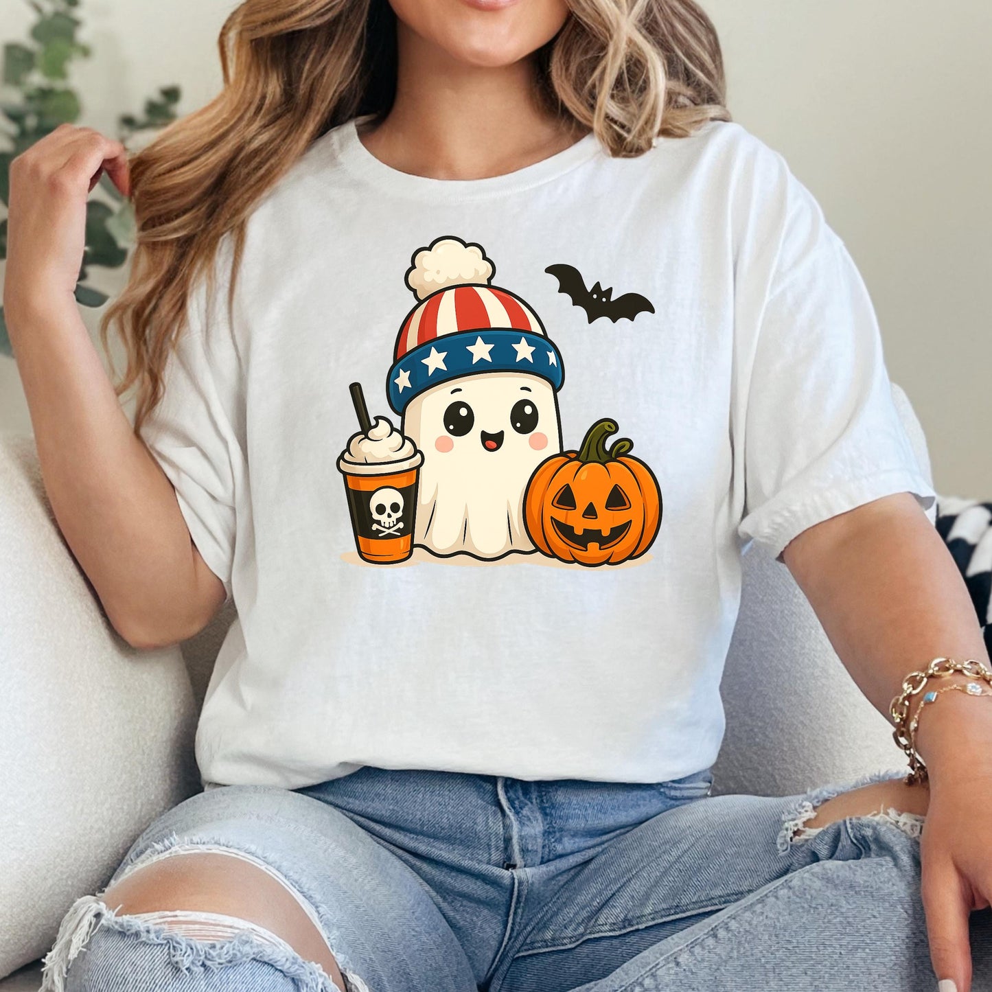 Ghost Coffee Shirt – Cute Halloween T-Shirt | Boo Ghost Shirt | Soft Cotton Tee