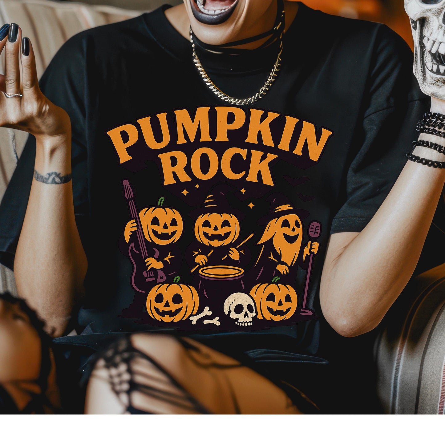 Pumpkin Rock Band Tee – Funny Jack O Lantern Shirt | Halloween Band Shirt