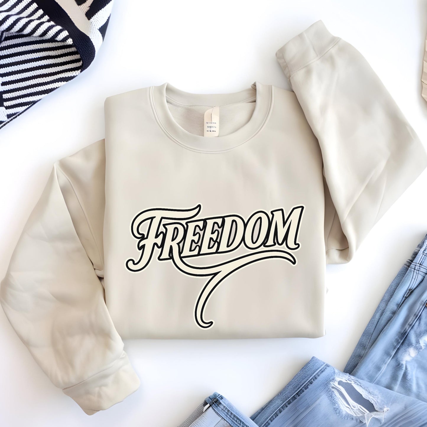 Freedom Sweatshirt – Vintage Script Cotton Blend | Retro Streetwear Hoodie