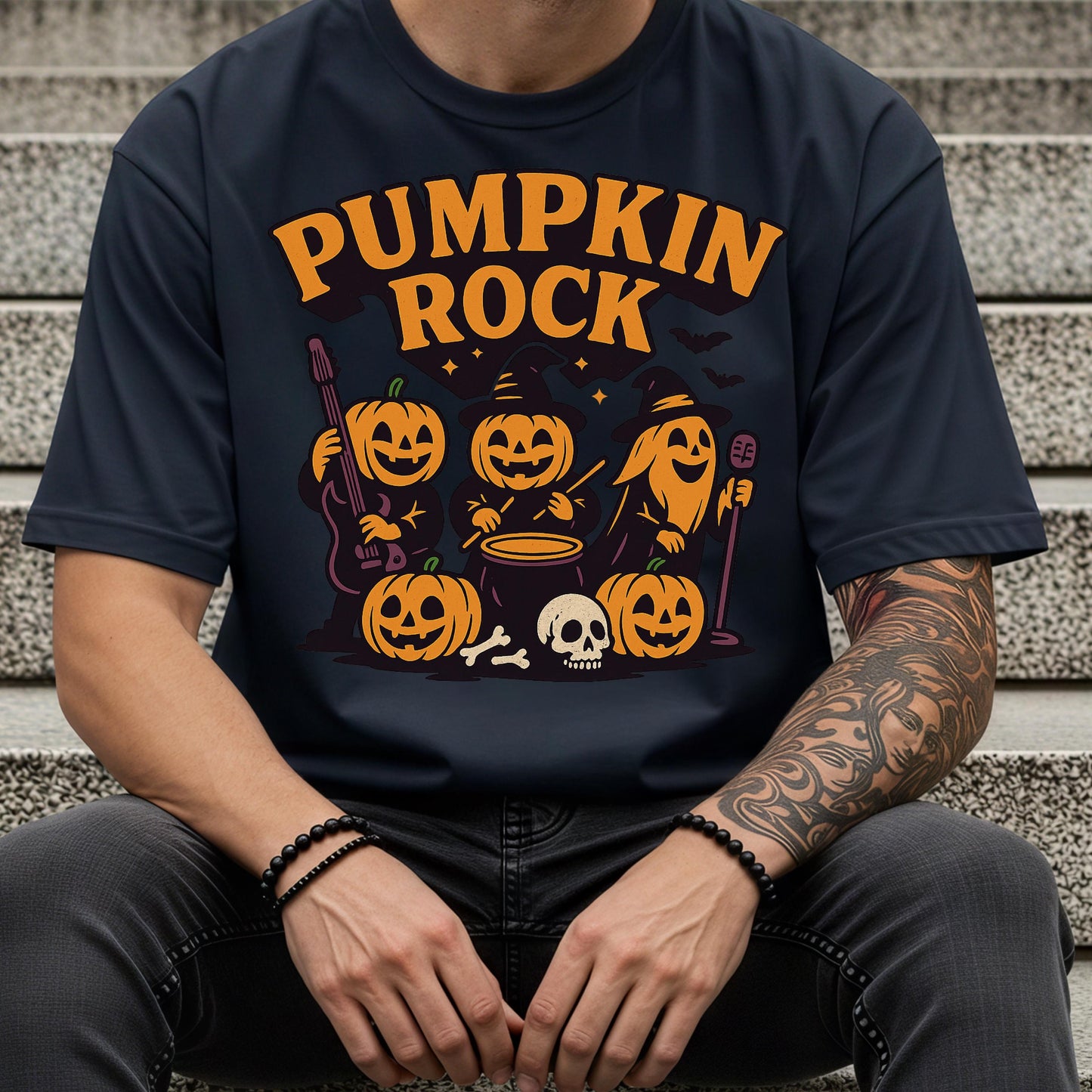 Pumpkin Rock Band Tee – Funny Jack O Lantern Shirt | Halloween Band Shirt