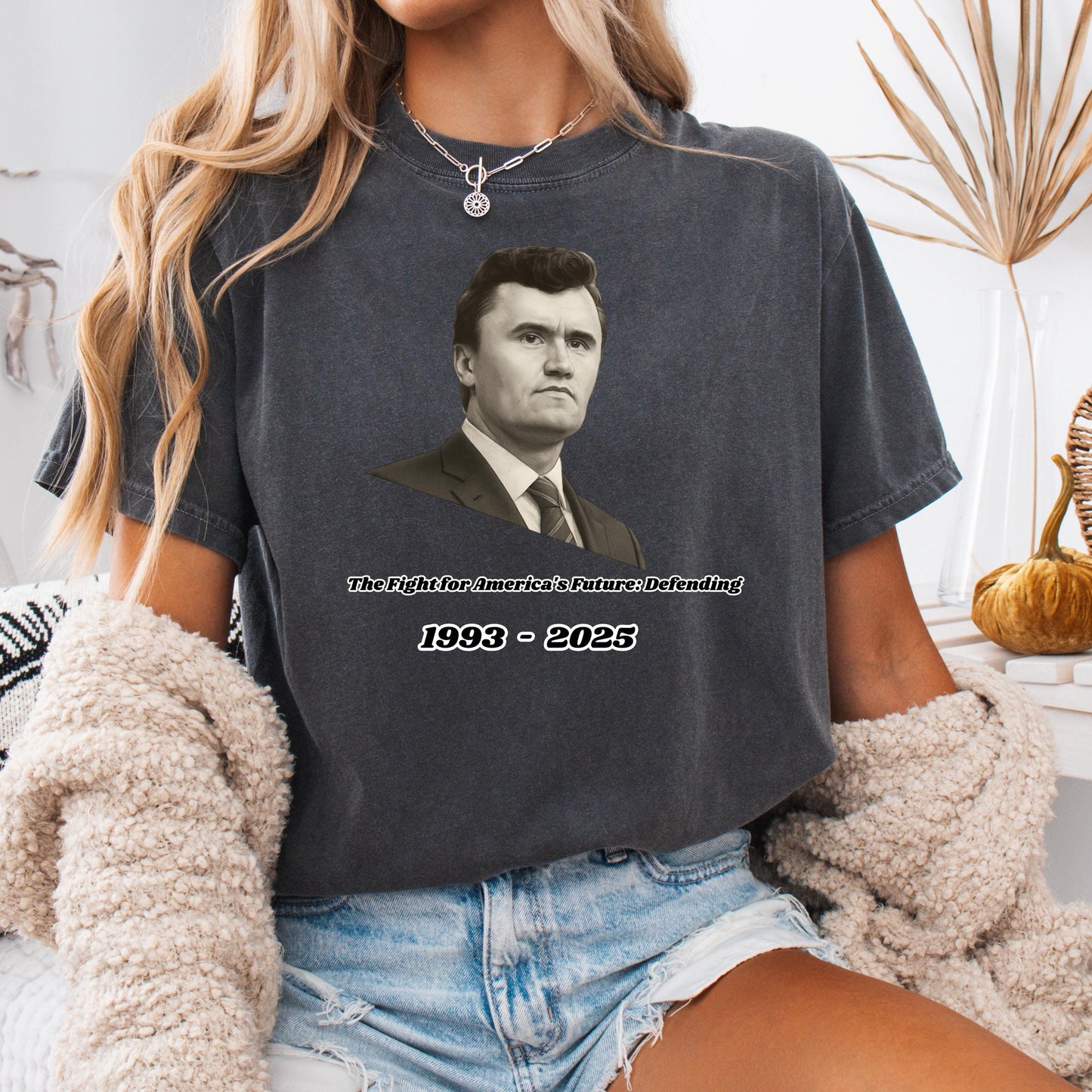 Conservative Charlie Kirk T-Shirt - Bold Political Graphic Tee With Patriotic Flag