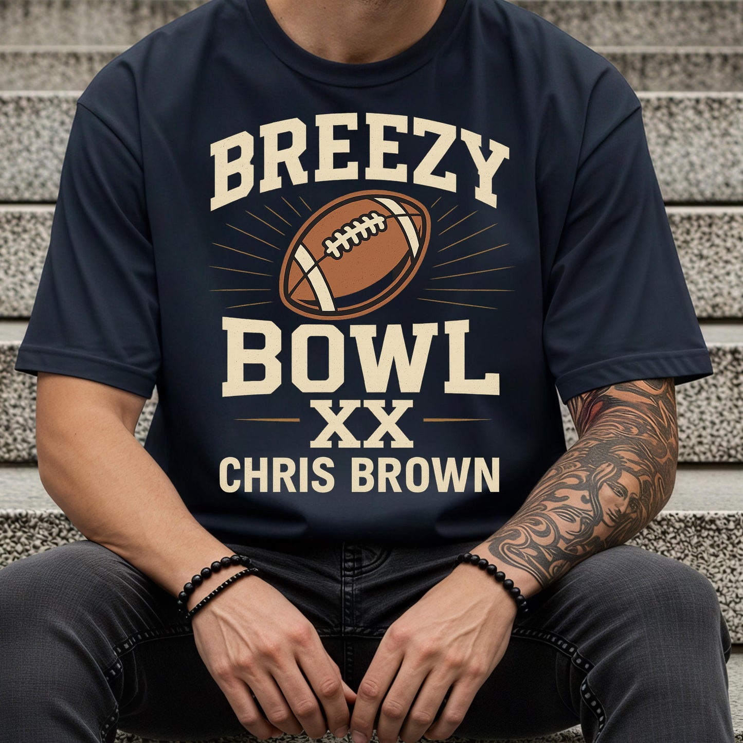 Breezy Bowl Tour Shirt - Chris Brown Tee | Vintage Football Graphic Tee
