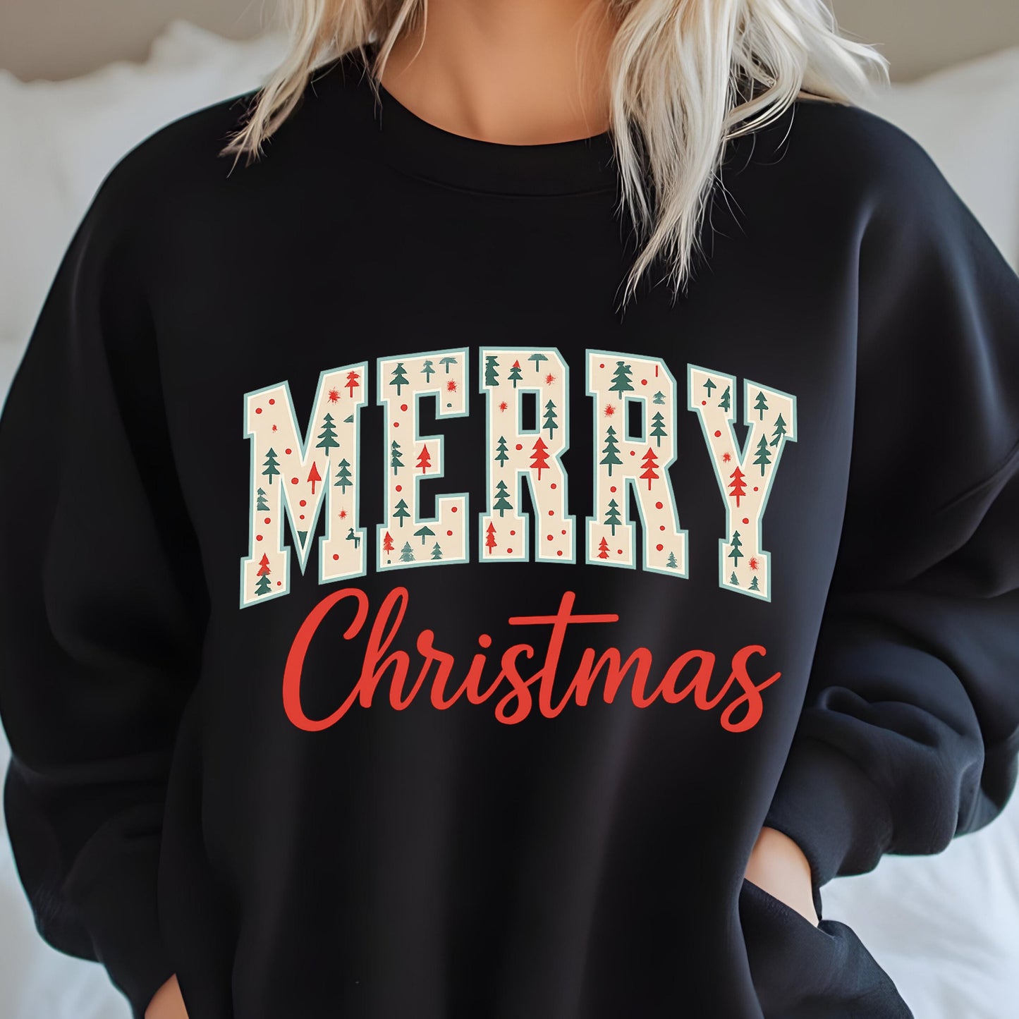 Christmas Tree Sweatshirt – Cozy Holiday Crewneck | Retro Xmas Sweater Gift