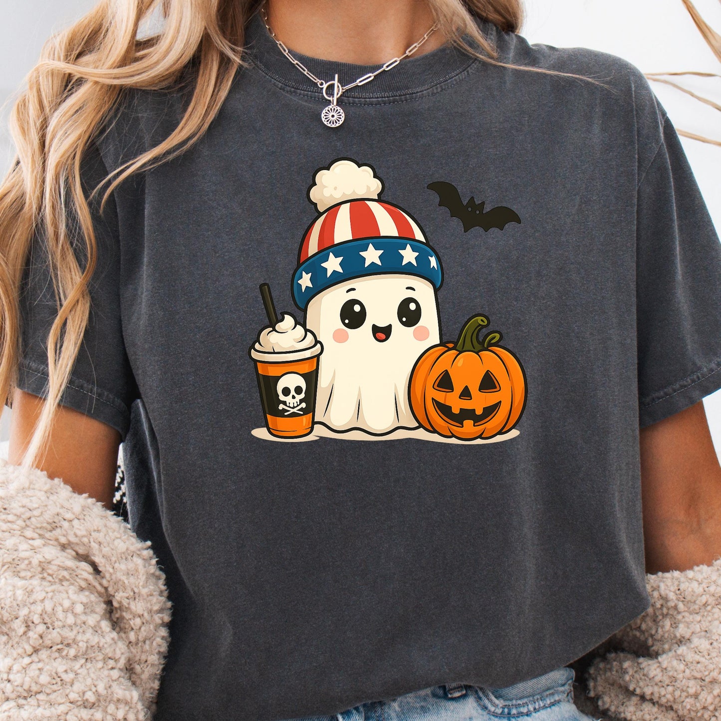 Ghost Coffee Shirt – Cute Halloween T-Shirt | Boo Ghost Shirt | Soft Cotton Tee