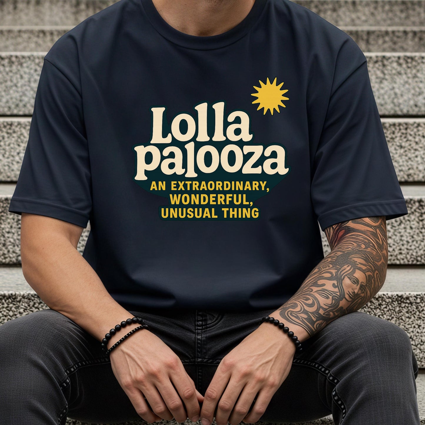 Lollapalooza Graphic Tee – Retro Festival Music Shirt | Vintage Typography T-Shirt