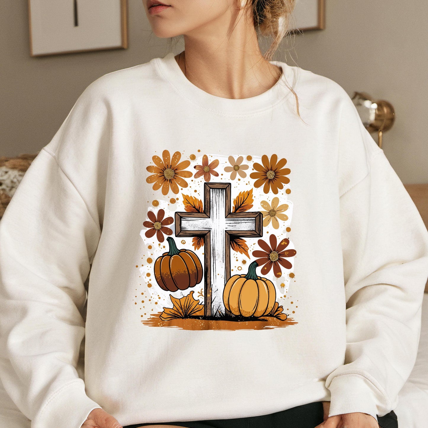 Christian Fall Sweatshirt – Faith Pumpkin Hoodie | Religious Crewneck Cozy Style