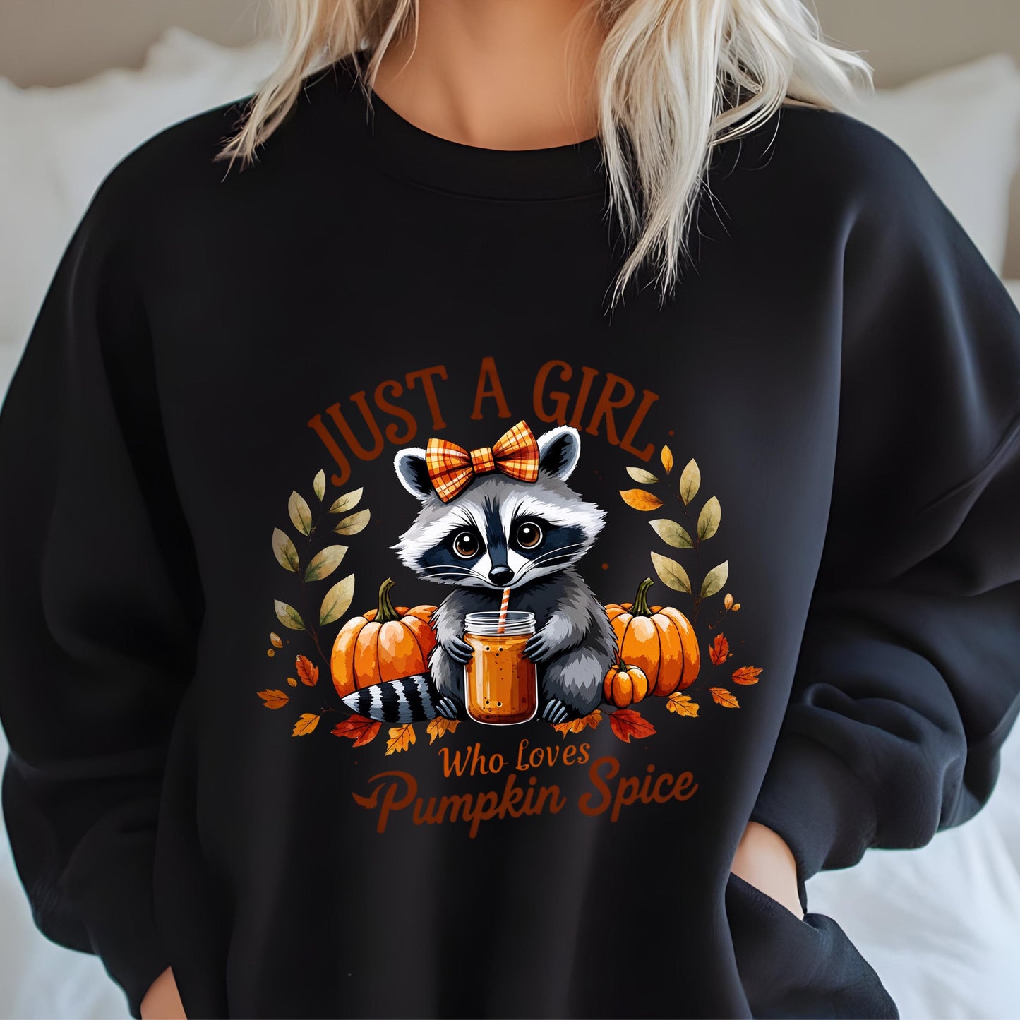 Pumpkin Spice Sweatshirt – Cozy Fall Hoodie With Cute Raccoon Design | Soft Fleece