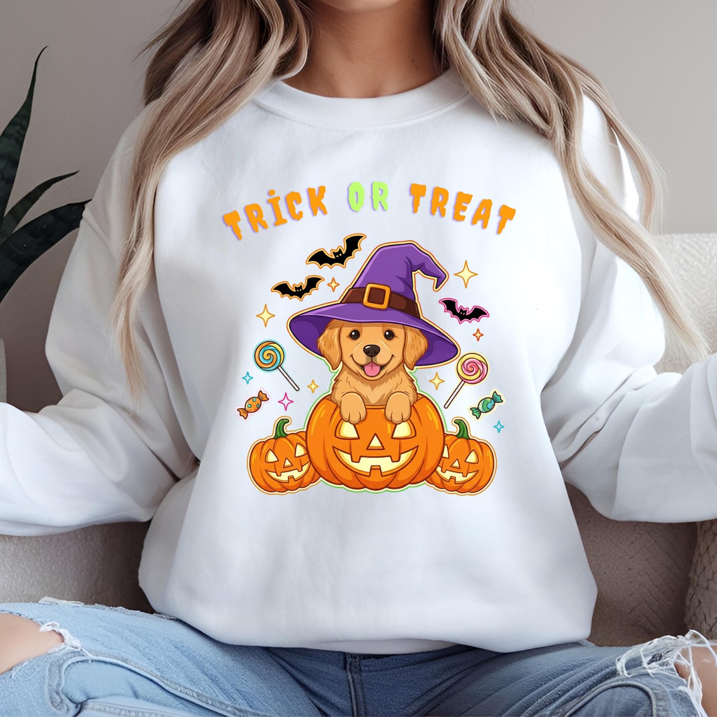 Halloween Puppy Sweatshirt – Pumpkin Dog Shirt | Cozy Fall Crewneck