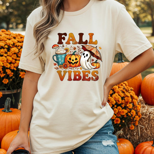 Fall Vibes Graphic Tee - Cozy Season Tee With Pumpkin Spice Shirt Design
