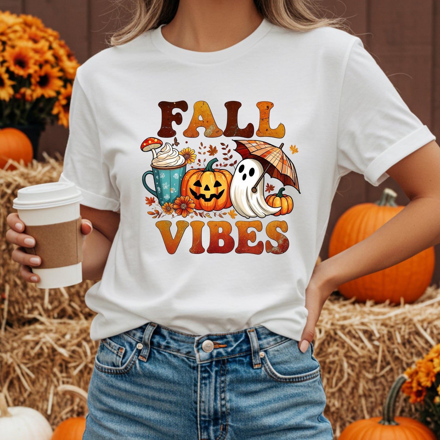 Fall Vibes Graphic Tee - Cozy Season Tee With Pumpkin Spice Shirt Design