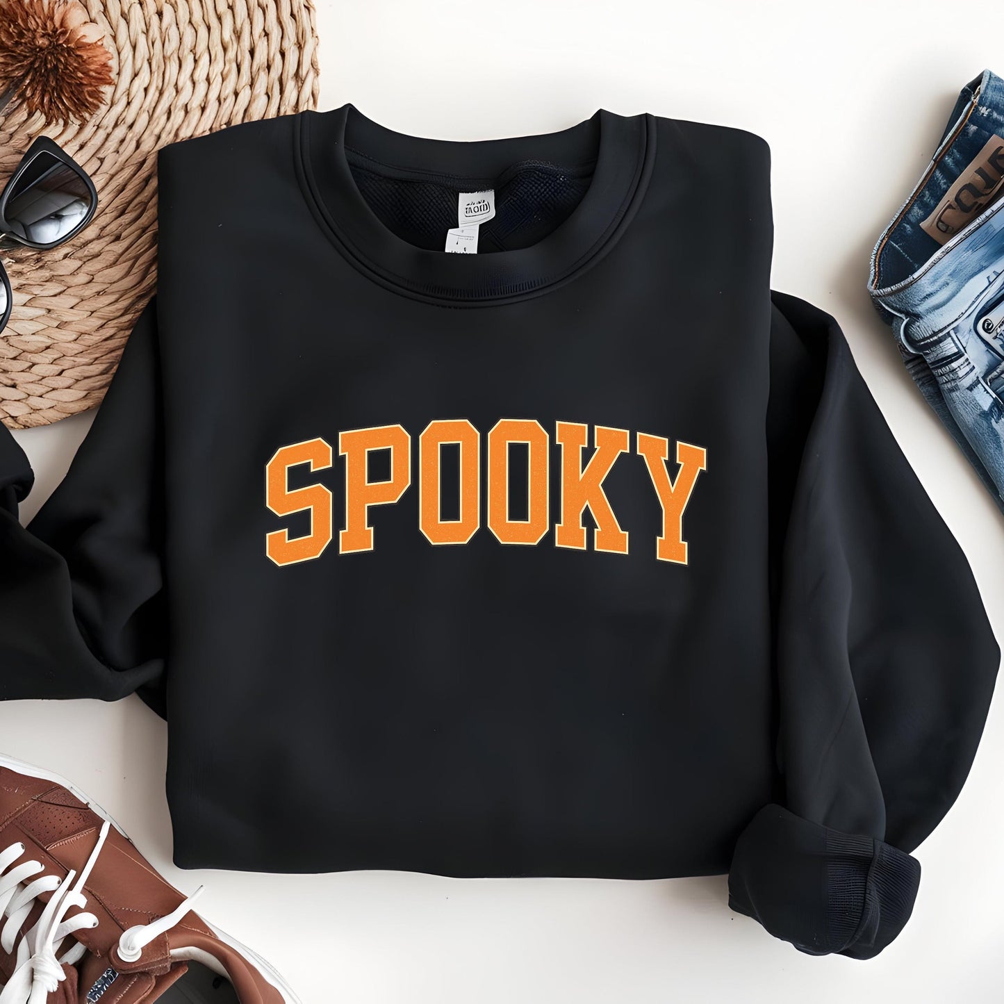 Vintage Halloween Sweatshirt - Cozy Retro Fall Crewneck | Distressed Letter Design