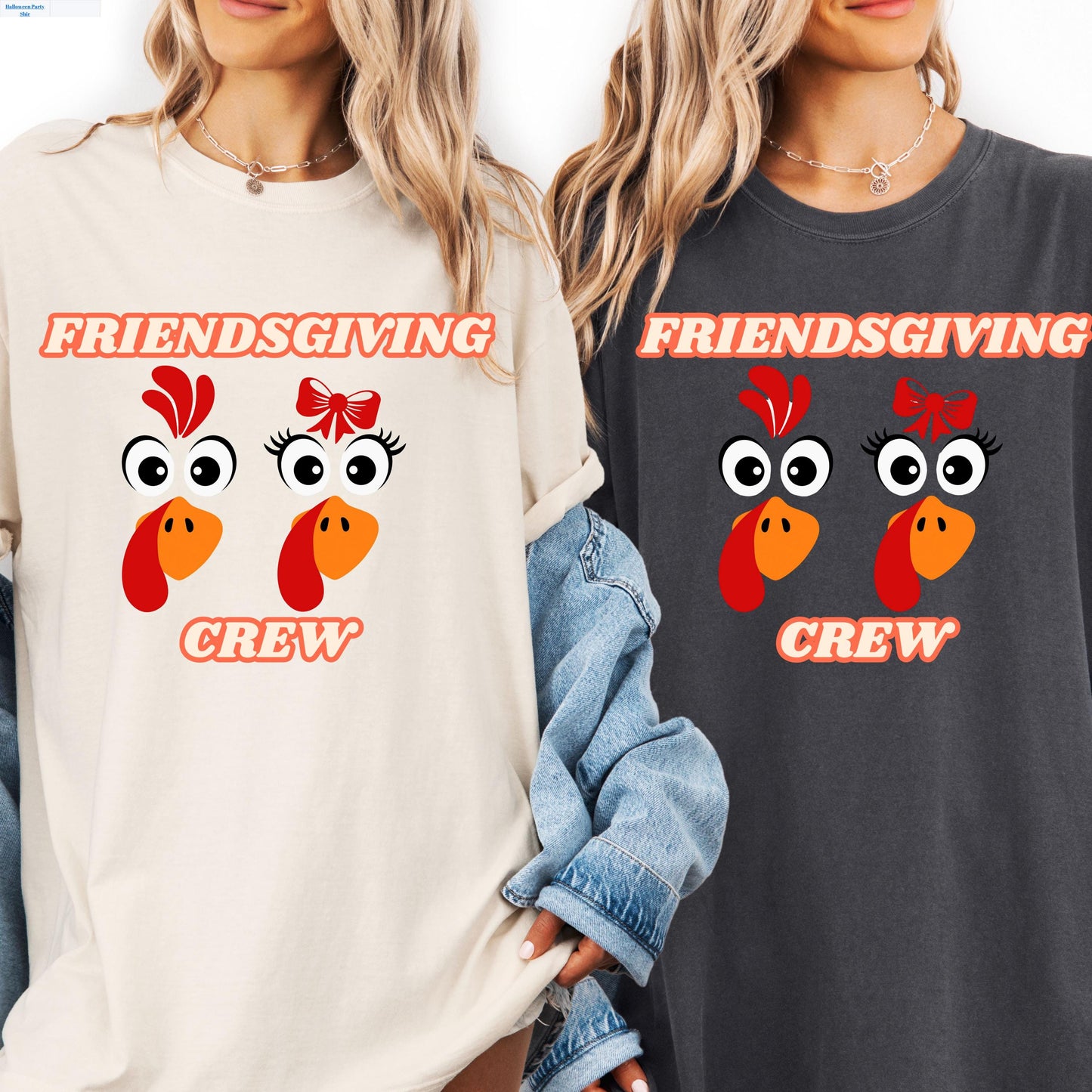 Friendsgiving Turkey Shirt – Cute Turkey Faces Soft Cotton T-Shirt | Holiday Squad Apparel