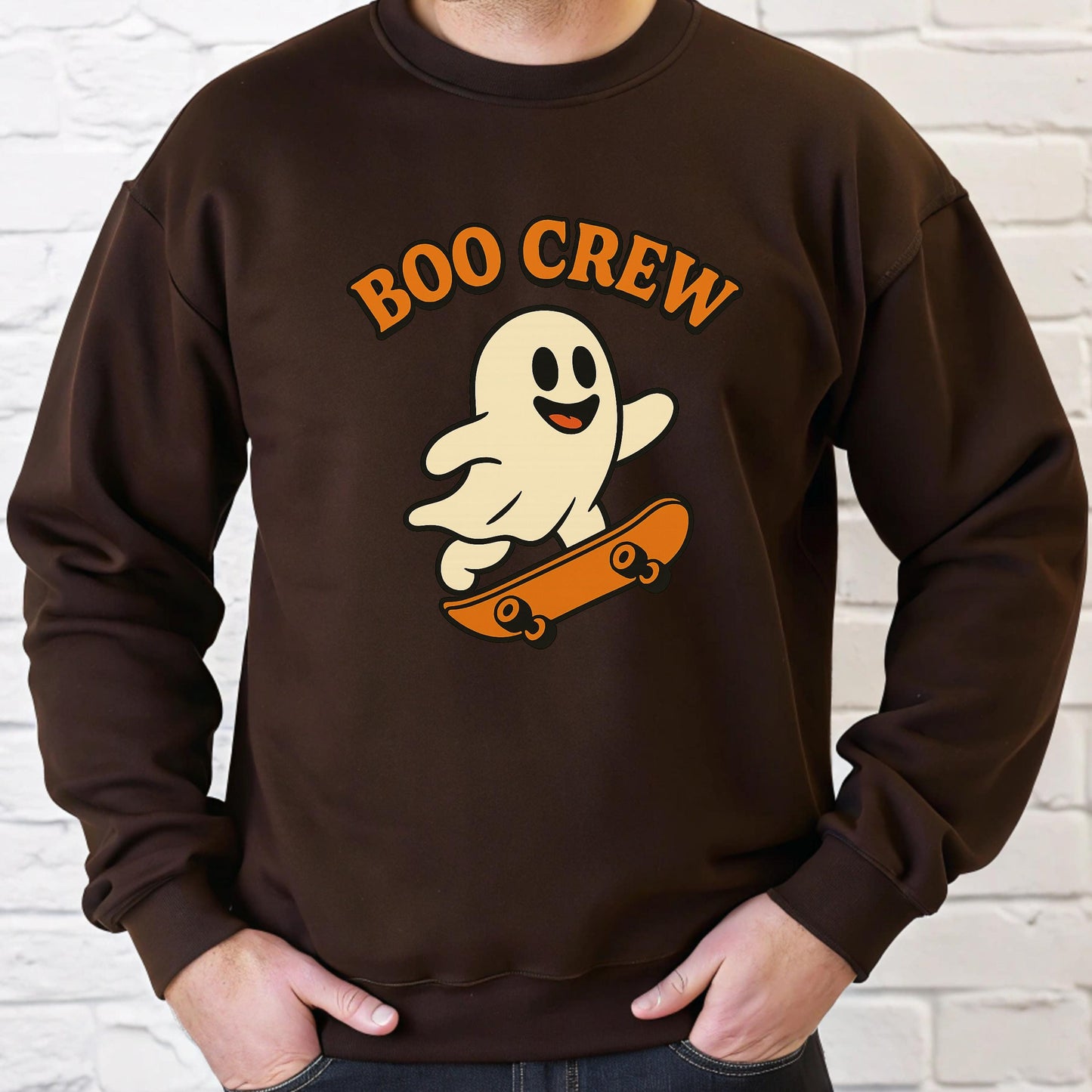 Halloween Ghost Sweatshirt – Retro Skateboard Hoodie With Spooky Cute Sweater Design