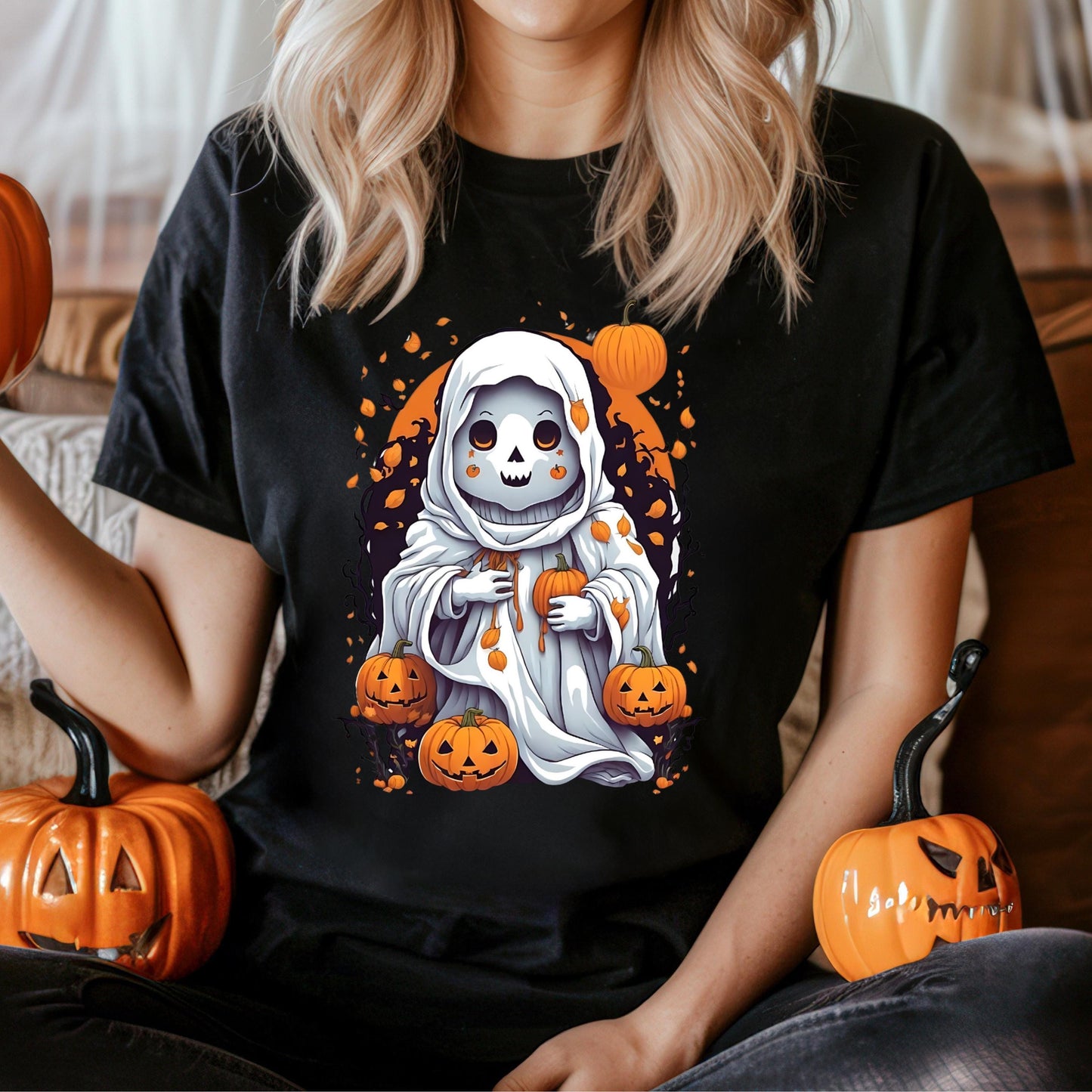 Halloween Ghost Shirt - Cute Pumpkin Patch Shirt | Unisex Soft Cotton Tee