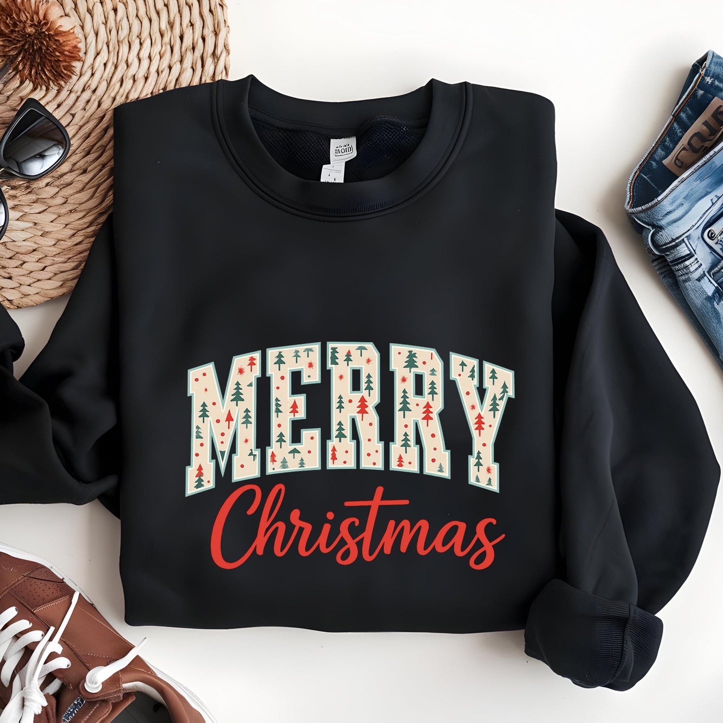 Christmas Tree Sweatshirt – Cozy Holiday Crewneck | Retro Xmas Sweater Gift