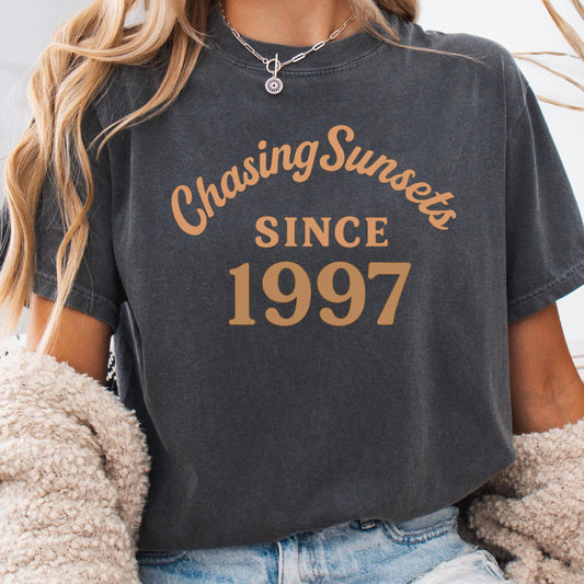 Retro Beach Shirt - Chasing Sunsets Comfort Colors Tee | Vintage Sunset Style