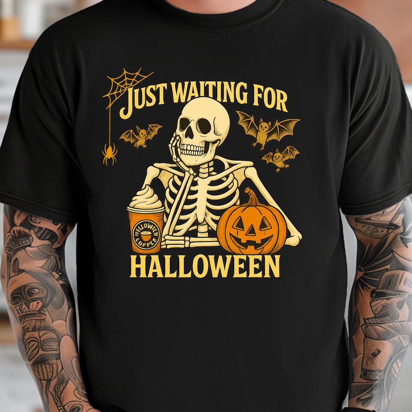 Funny Skeleton Halloween Shirt - Retro Coffee Pumpkin Tee | Soft Cotton, Unisex Fit