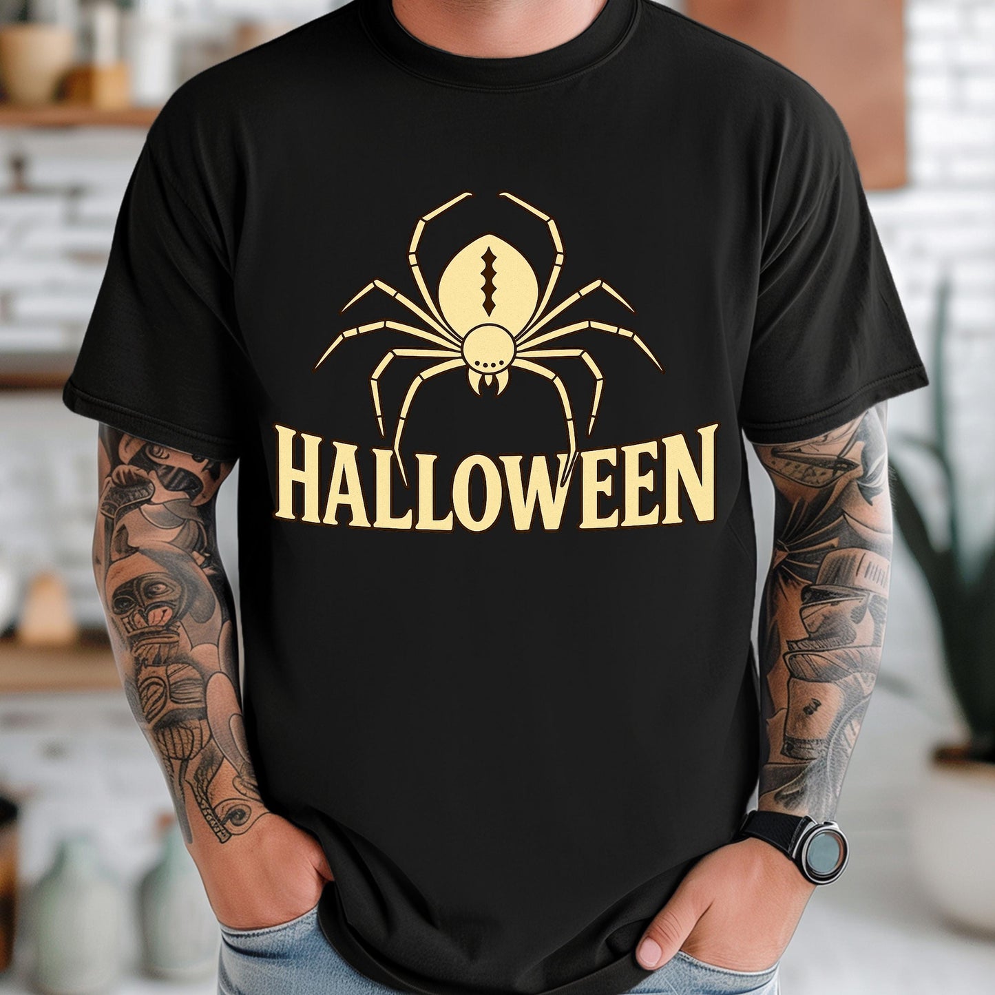 Spooky Spider T-Shirt – Gothic Halloween Tee | Retro Graphic Shirt, Soft Cotton