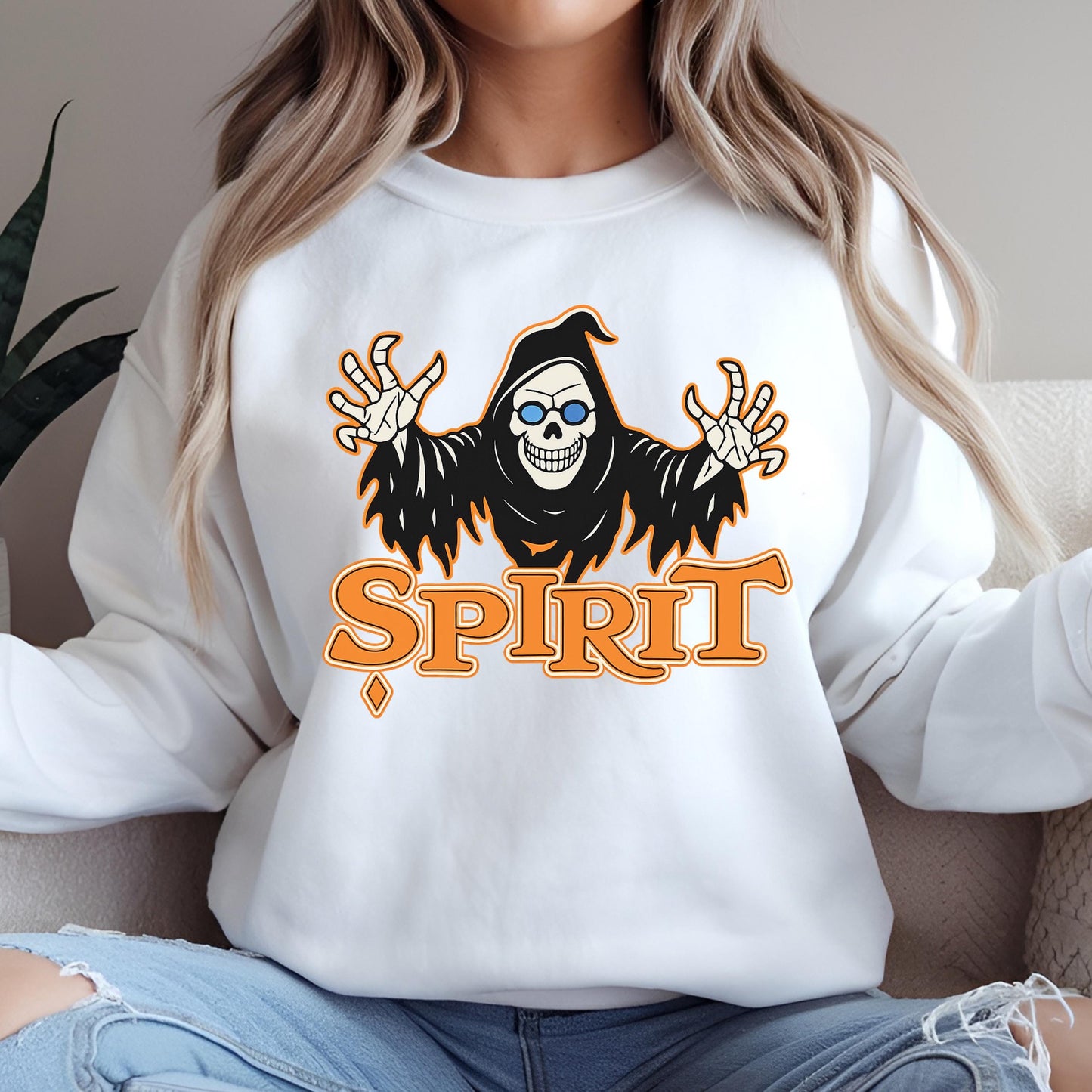 Grim Reaper Sweatshirt – Unisex Halloween Pullover With Skeleton Spirit Design