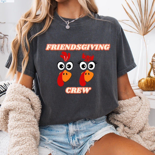 Friendsgiving Turkey Shirt – Cute Turkey Faces Soft Cotton T-Shirt | Holiday Squad Apparel