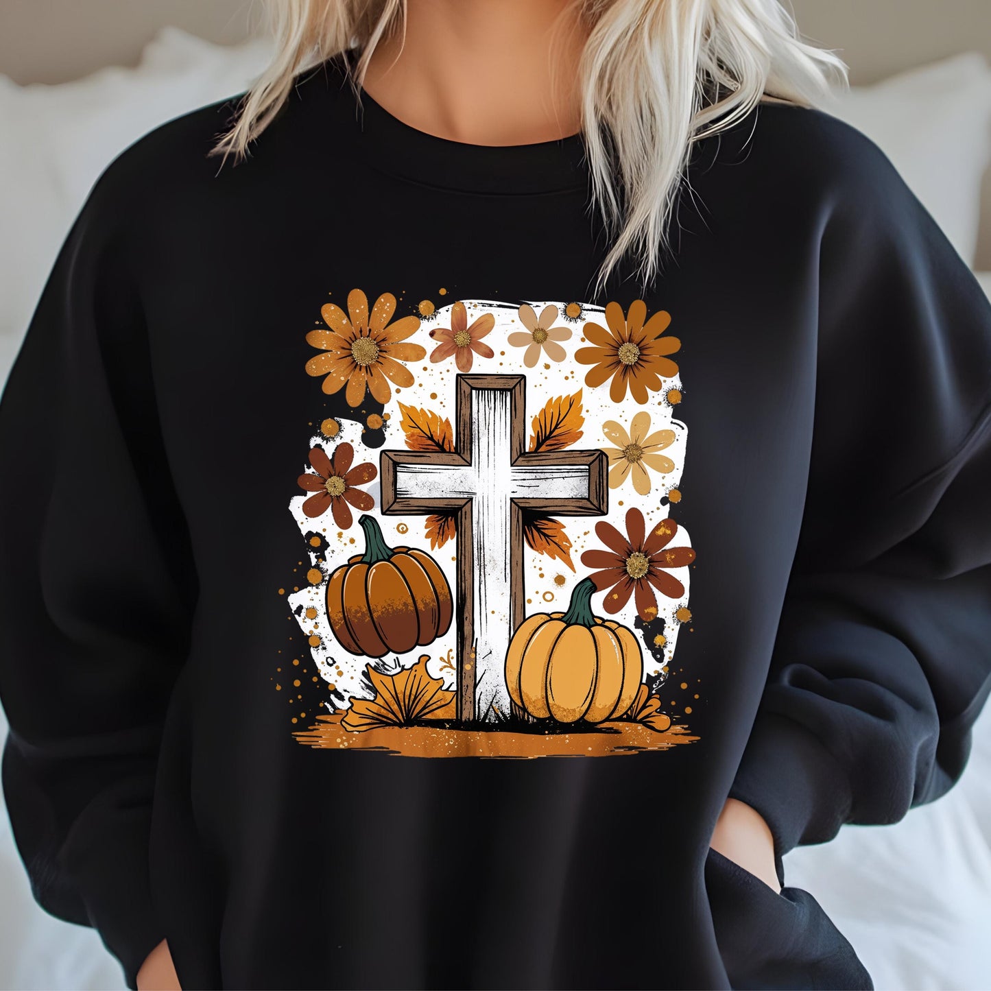 Christian Fall Sweatshirt – Faith Pumpkin Hoodie | Religious Crewneck Cozy Style