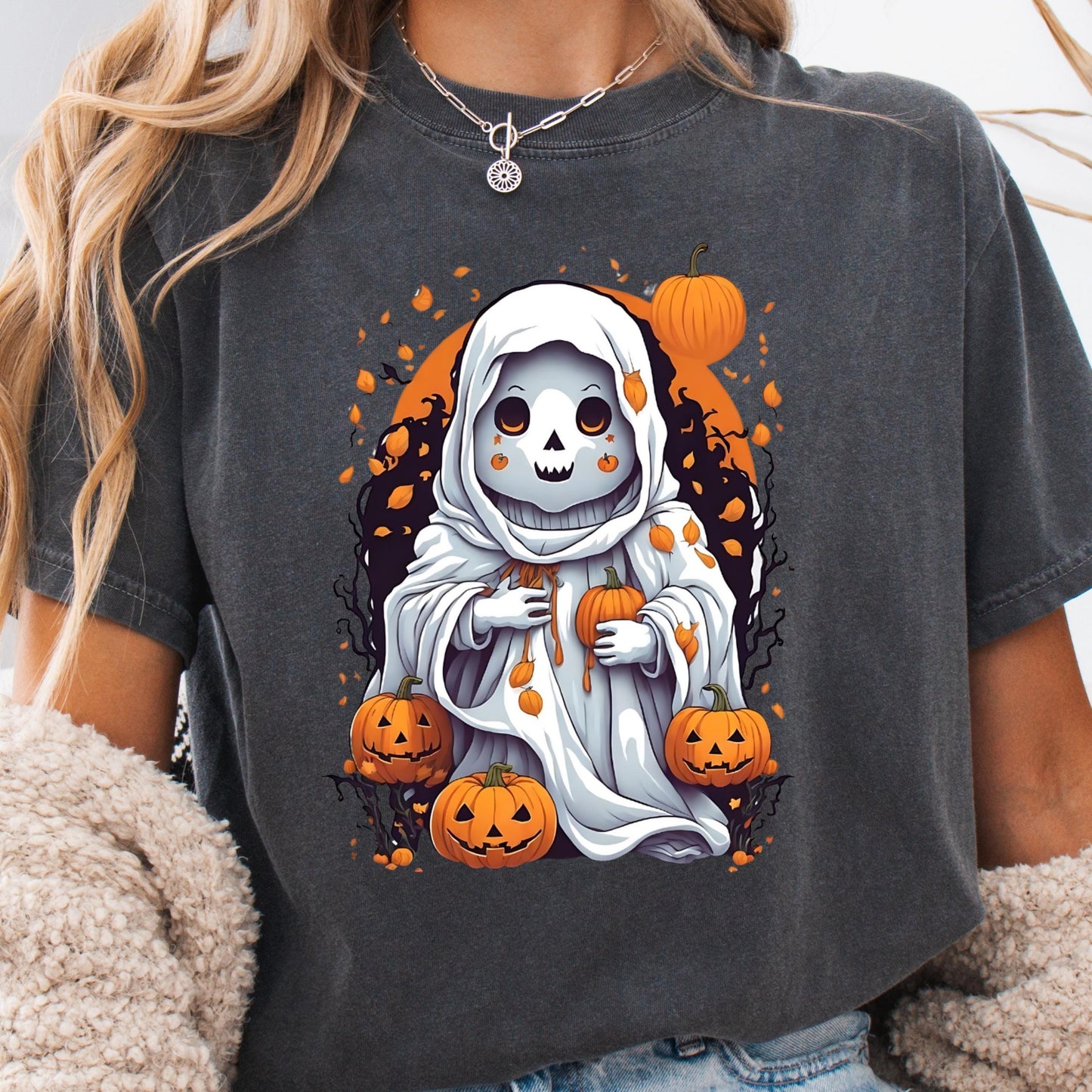 Halloween Ghost Shirt - Cute Pumpkin Patch Shirt | Unisex Soft Cotton Tee