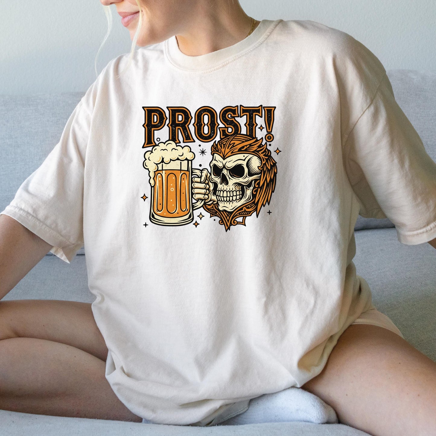 Oktoberfest Skull T-Shirt – Unisex Cotton Tee With Prosit Beer Mug Design