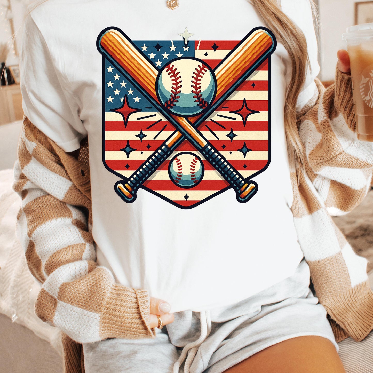Vintage USA Baseball Shirt – Patriotic Sports Tee With Crossed Bats Design