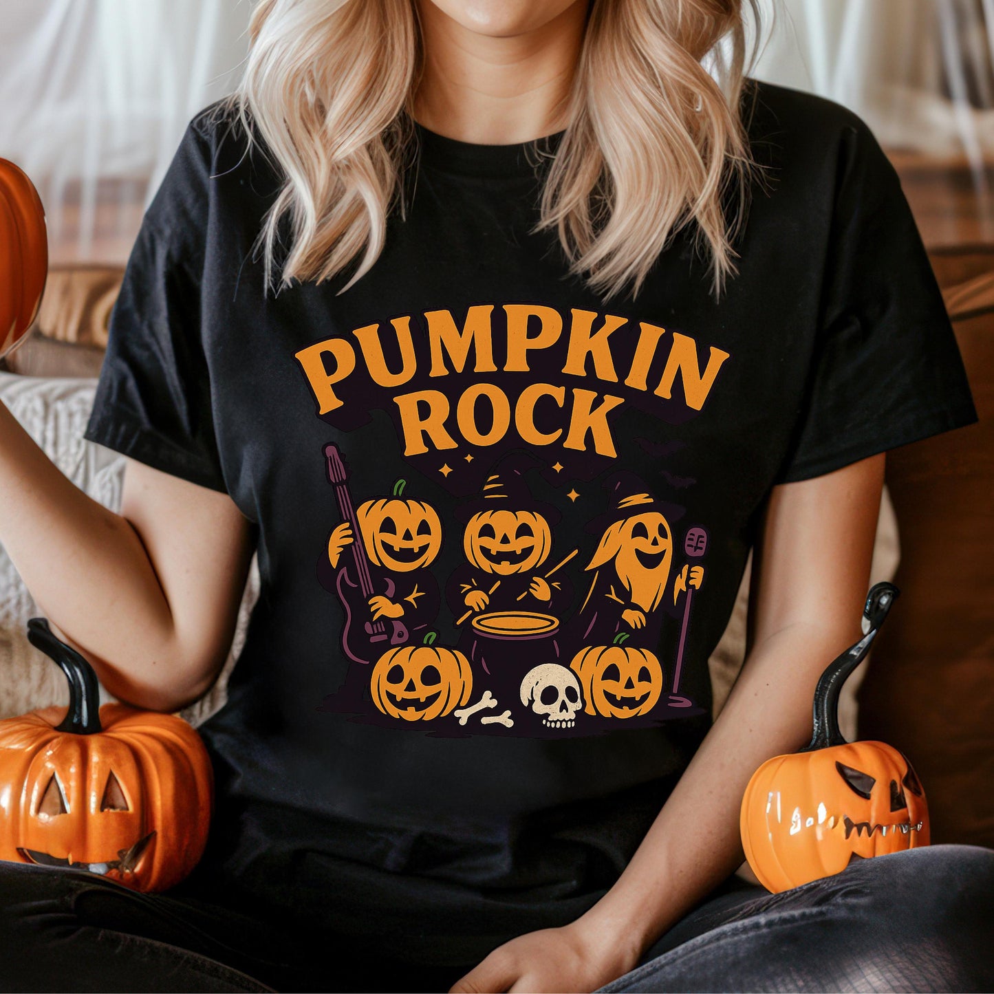 Pumpkin Rock Band Tee – Funny Jack O Lantern Shirt | Halloween Band Shirt
