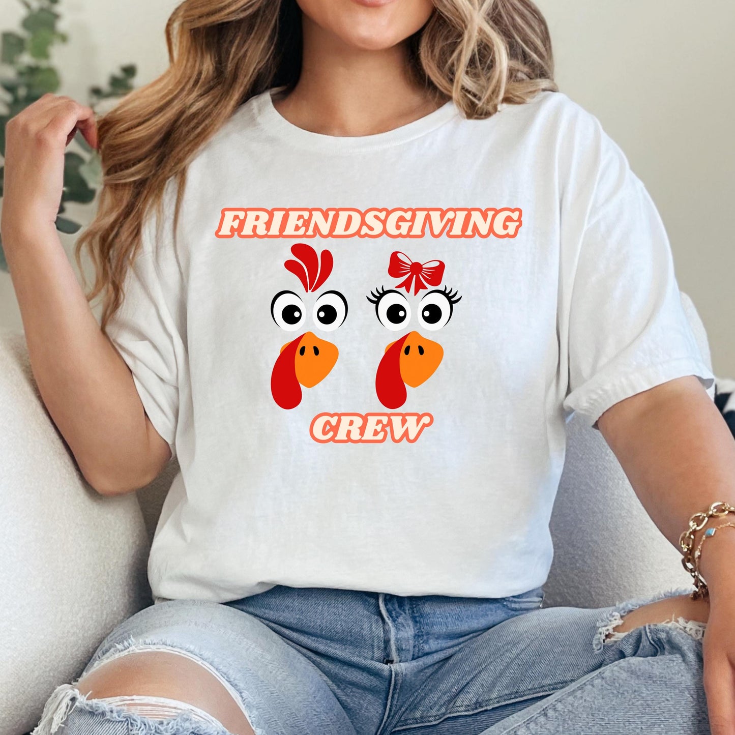 Friendsgiving Turkey Shirt – Cute Turkey Faces Soft Cotton T-Shirt | Holiday Squad Apparel