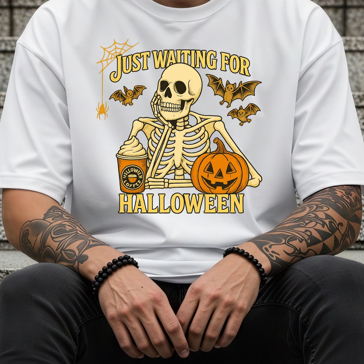 Funny Skeleton Halloween Shirt - Retro Coffee Pumpkin Tee | Soft Cotton, Unisex Fit