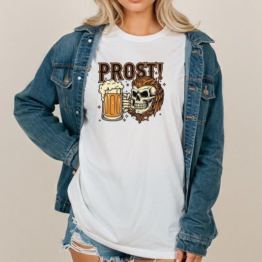 Oktoberfest Skull T-Shirt – Unisex Cotton Tee With Prosit Beer Mug Design