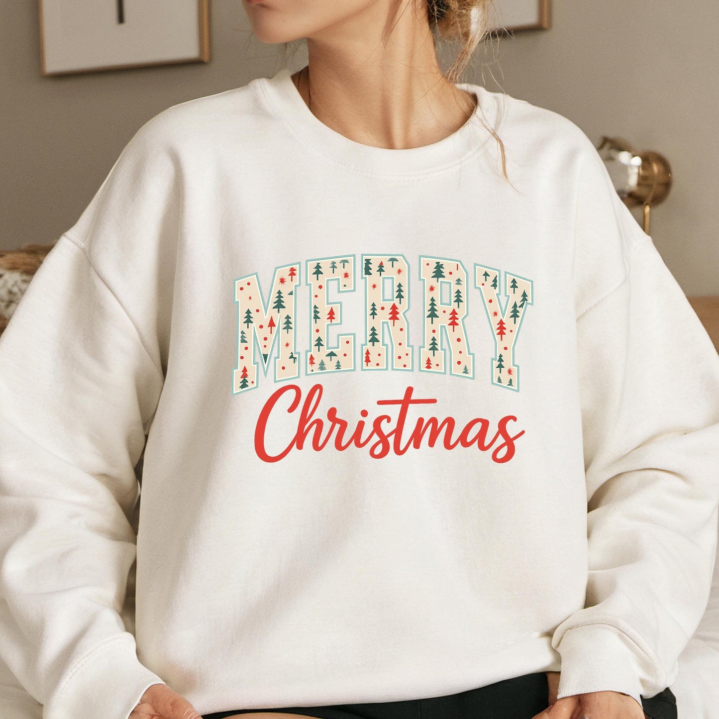 Christmas Tree Sweatshirt – Cozy Holiday Crewneck | Retro Xmas Sweater Gift