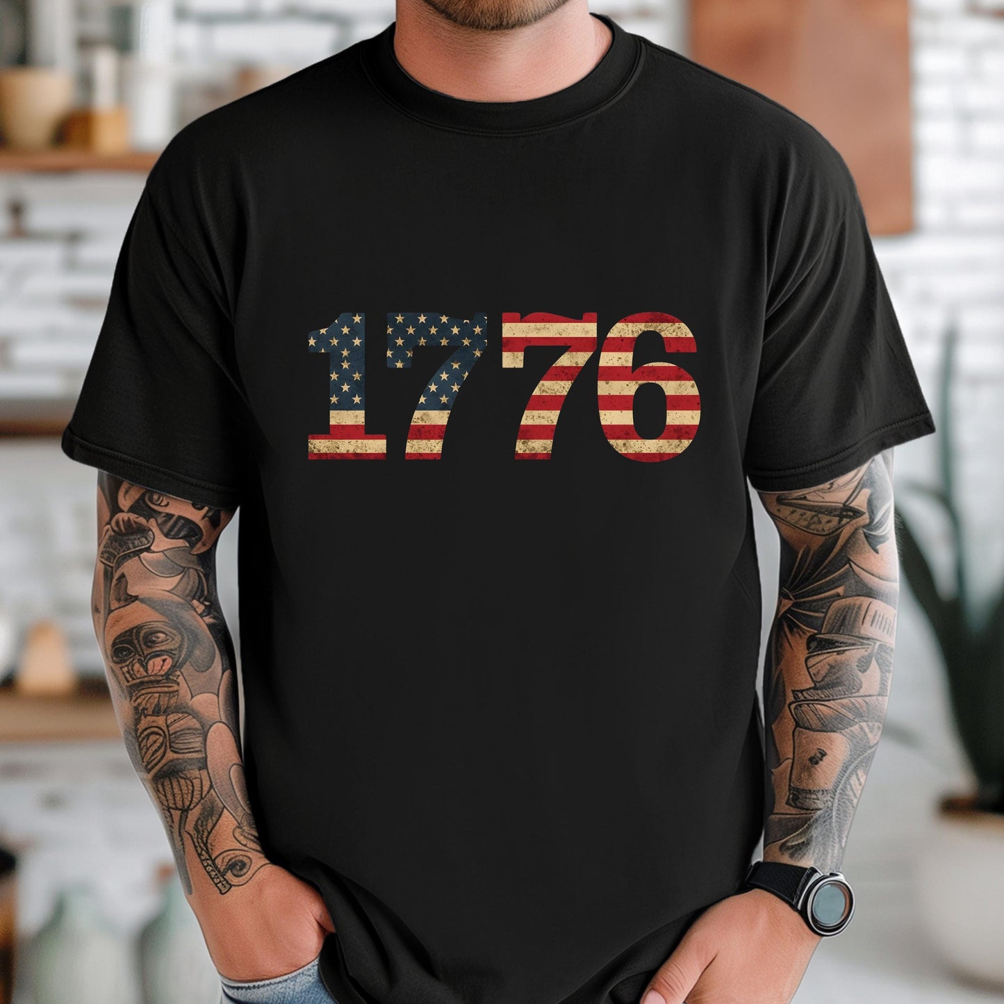 American Flag Shirt - Vintage 1776 Tee | Patriotic July 4th Celebration Wear