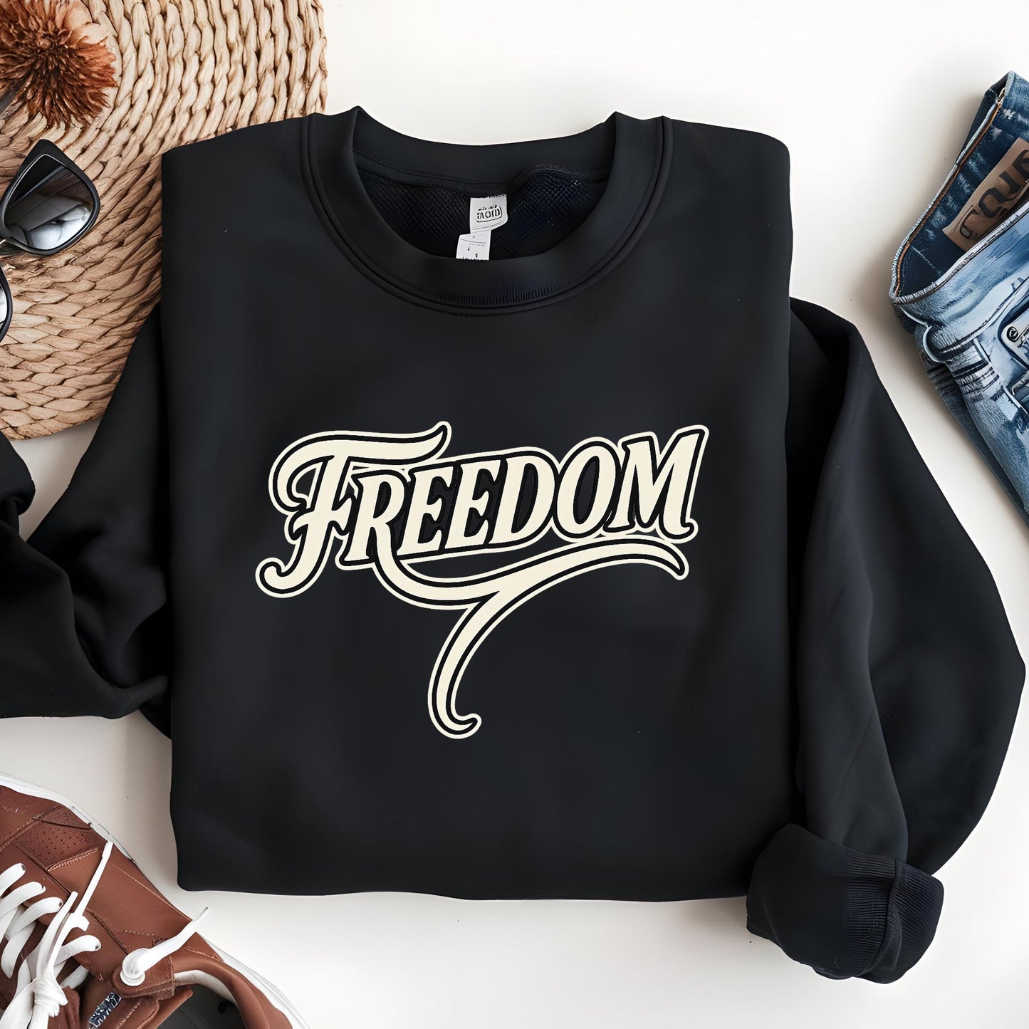 Freedom Sweatshirt – Vintage Script Cotton Blend | Retro Streetwear Hoodie