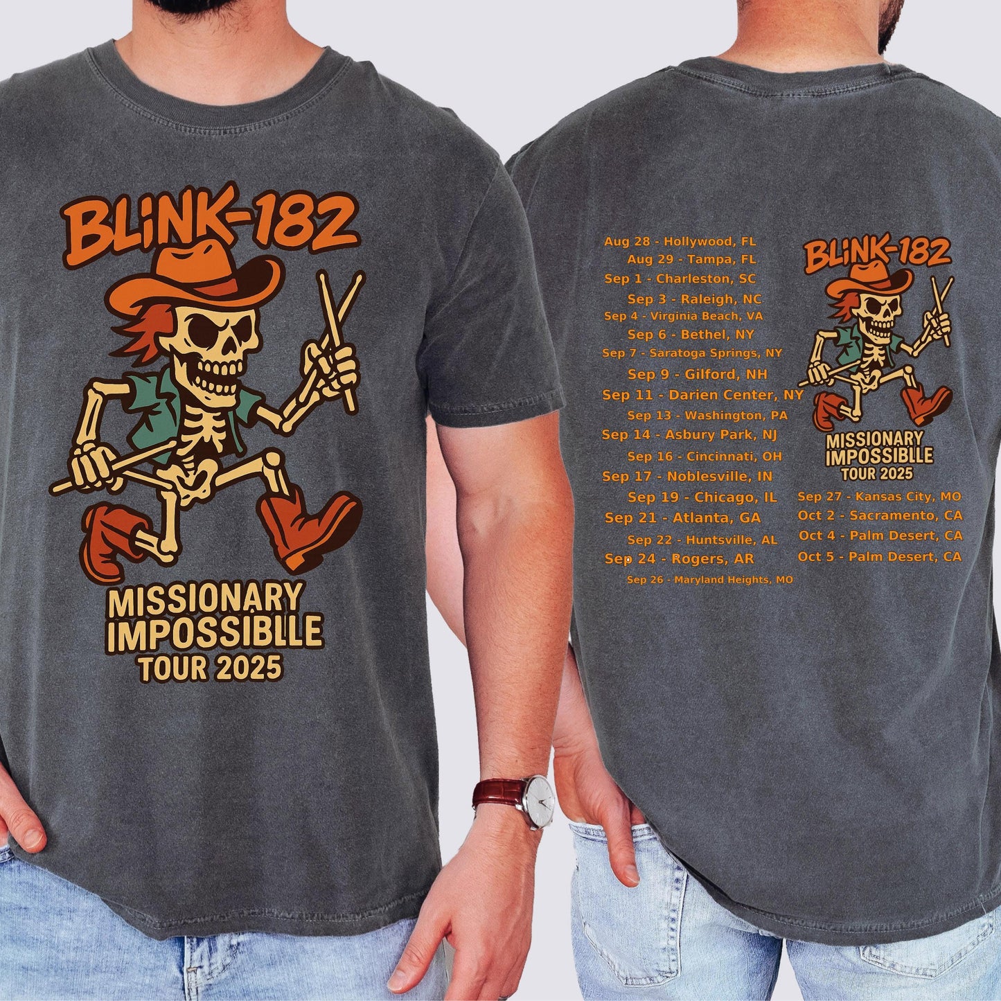 Blink-182 T-Shirt – Vintage Band Tee With Skeleton Cowboy Graphic