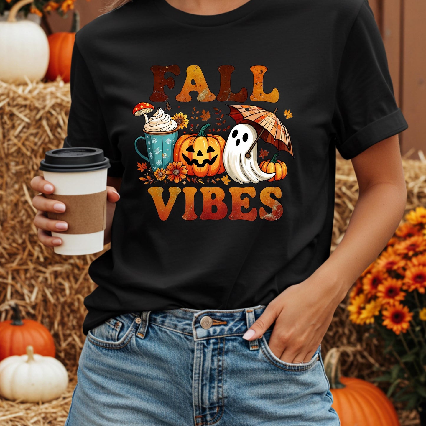 Fall Vibes Graphic Tee - Cozy Season Tee With Pumpkin Spice Shirt Design
