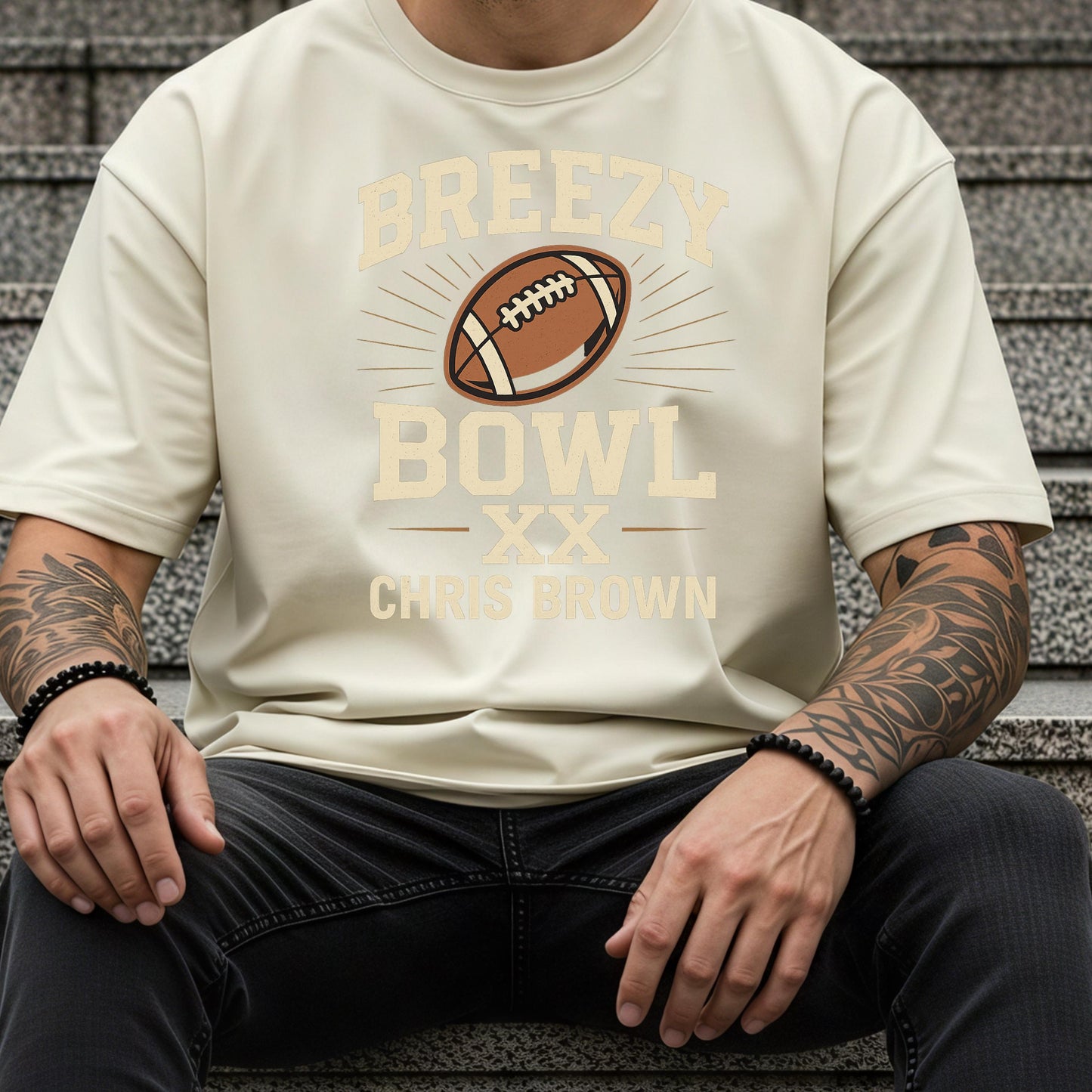Breezy Bowl Tour Shirt - Chris Brown Tee | Vintage Football Graphic Tee