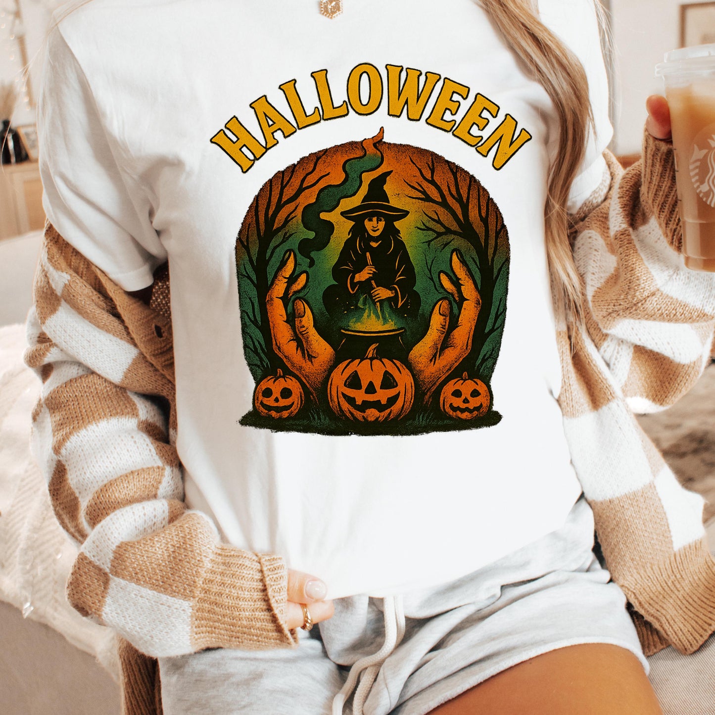 Witch Pumpkin T-Shirt - Vintage Halloween Shirt | Unisex Graphic Tee