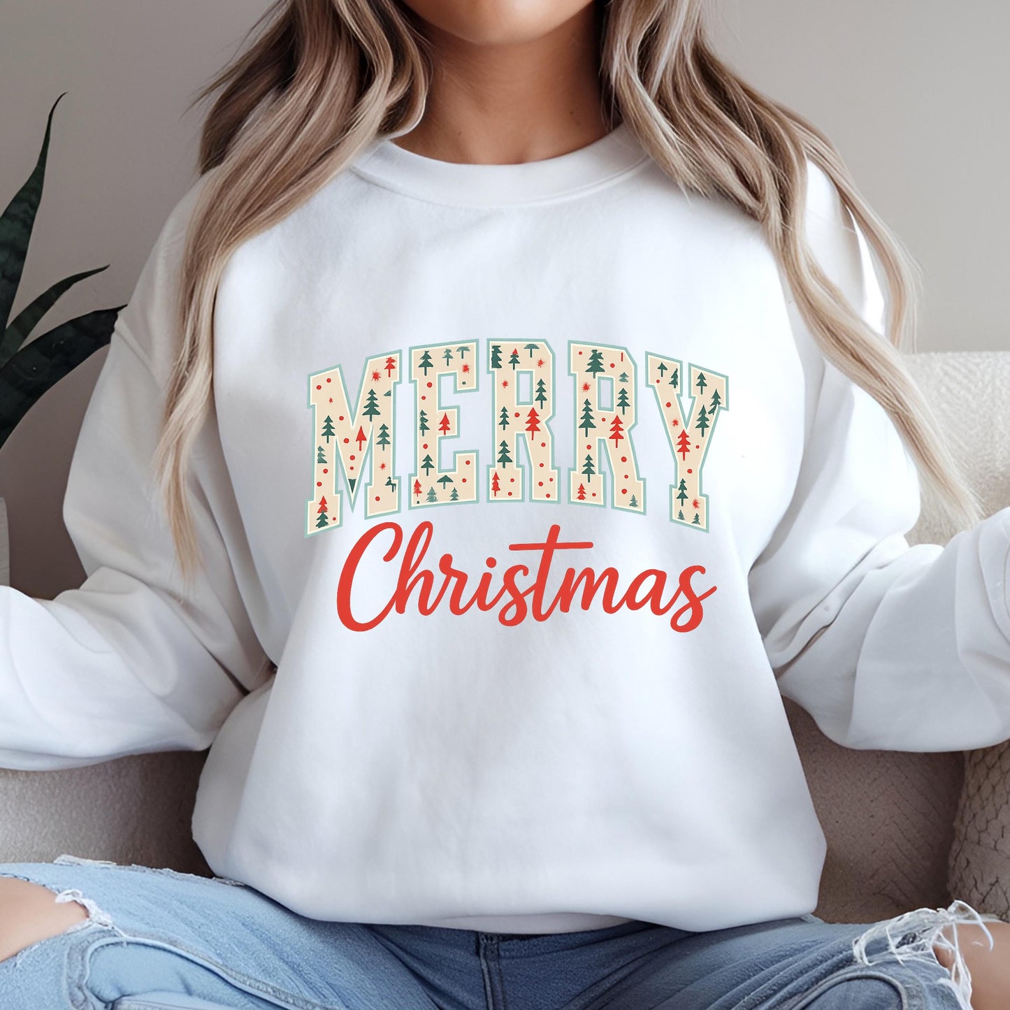 Christmas Tree Sweatshirt – Cozy Holiday Crewneck | Retro Xmas Sweater Gift