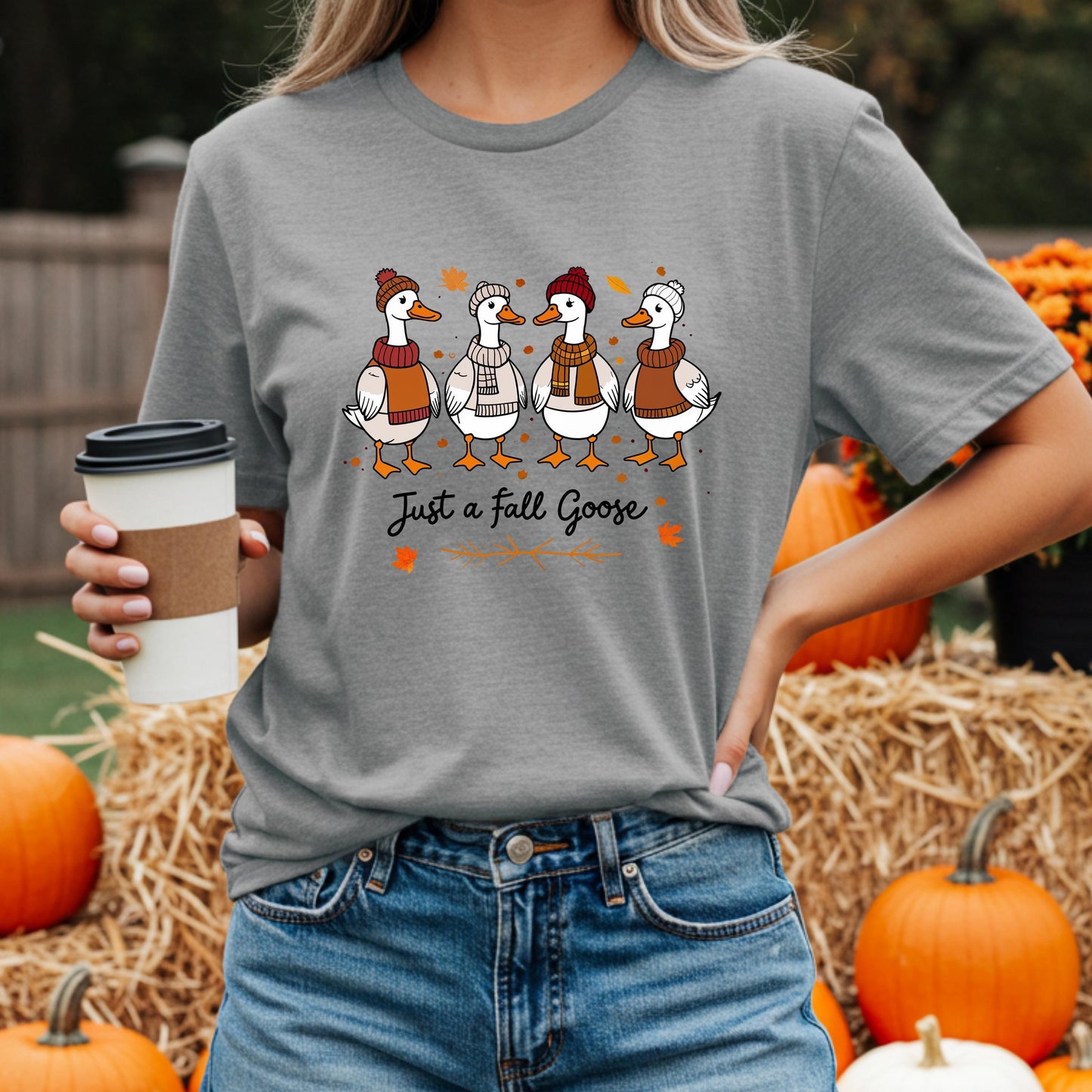 Funny Fall Goose Tee – Cozy Fall Shirt With Cute Farm Animal Design