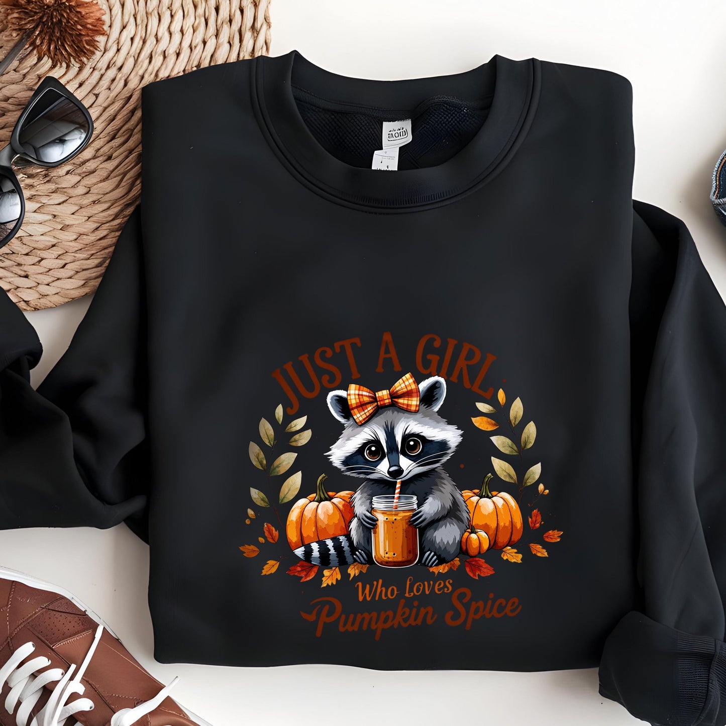 Pumpkin Spice Sweatshirt – Cozy Fall Hoodie With Cute Raccoon Design | Soft Fleece